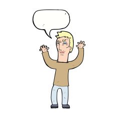cartoon angry man with speech bubble N77