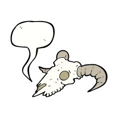 cartoon ram skull with speech bubble
