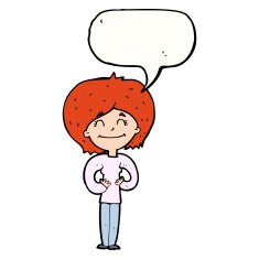 cartoon happy woman with speech bubble N226