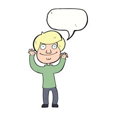 Cartoon happy boy with speech bubble N210