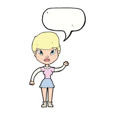 cartoon woman waving with speech bubble N304