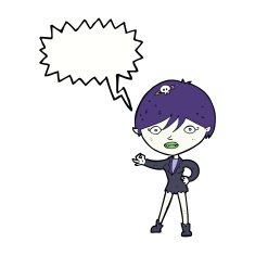 cartoon vampire girl with speech bubble N198