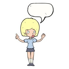 cartoon woman explaining her point with speech bubble N33