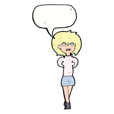 cartoon shocked woman with speech bubble N90