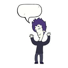cartoon vampire man with speech bubble N105