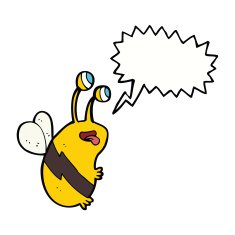 cartoon funny bee with speech bubble N9