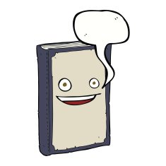 cartoon book with speech bubble