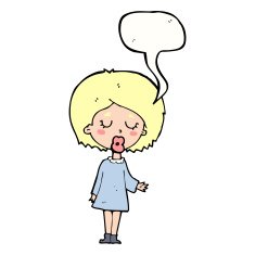 cartoon woman explaining her point with speech bubble N35