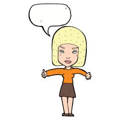 cartoon woman giving thumbs up symbol with speech bubble N60