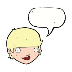 cartoon happy female face with speech bubble N166