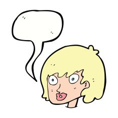 cartoon happy female face with speech bubble N167