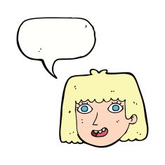 cartoon happy female face with speech bubble N168