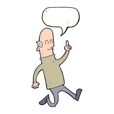 cartoon bald man with idea speech bubble N18