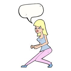 cartoon crazy dancing girl with speech bubble N9