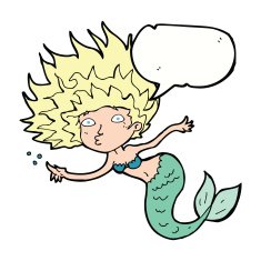 cartoon mermaid with speech bubble N59