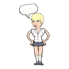 cartoon woman with hands on hips speech bubble N193