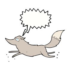 cartoon wolf running with speech bubble N5