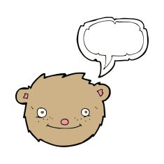 cartoon teddy bear head with speech bubble N2