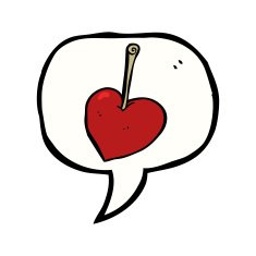 cartoon heart cherry with speech bubble