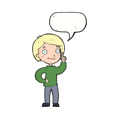 cartoon boy with idea speech bubble N65
