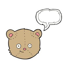 cartoon teddy bear head with speech bubble N3