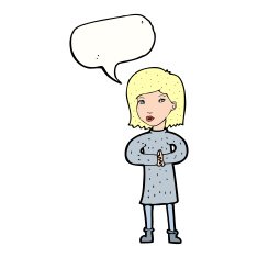cartoon calm woman with speech bubble N9