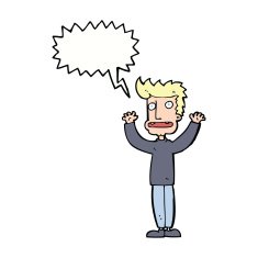 cartoon stressed man with speech bubble N61