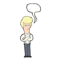 cartoon annoyed man with speech bubble N70