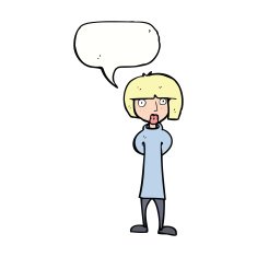 cartoon curious woman with speech bubble N51