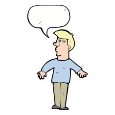 cartoon surprised man with speech bubble N122