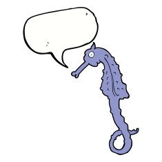 cartoon sea horse with speech bubble N18