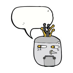 cartoon robot head with speech bubble N52