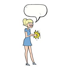 cartoon woman clapping hands with speech bubble N9