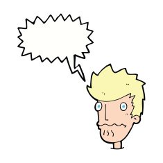 cartoon nervous man with speech bubble N123