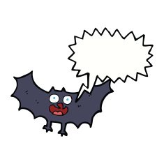 cartoon bat with speech bubble N18