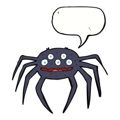 cartoon halloween spider with speech bubble N9