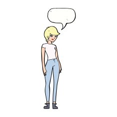 cartoon modern attractive woman with speech bubble N8