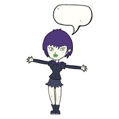 cartoon vampire girl with speech bubble N199