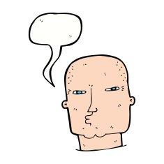 cartoon bald tough guy with speech bubble N18