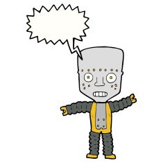 cartoon robot with speech bubble N166