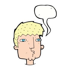 cartoon curious man with speech bubble N61