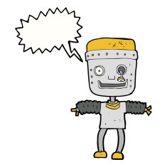 cartoon robot with speech bubble N167