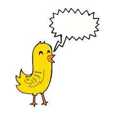 cartoon happy bird with speech bubble N33