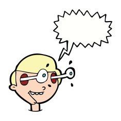 cartoon excited boy's face with speech bubble N9