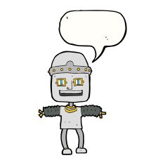 cartoon robot with speech bubble N168