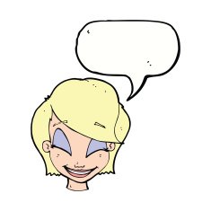 cartoon pretty female face with speech bubble N87