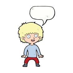 cartoon excited boy with speech bubble N127