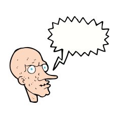 cartoon evil old man with speech bubble N17