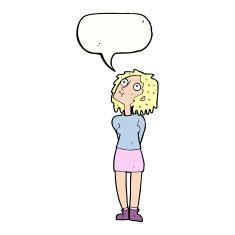 cartoon curious woman with speech bubble N52