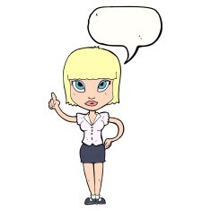 cartoon pretty girl with idea speech bubble N27